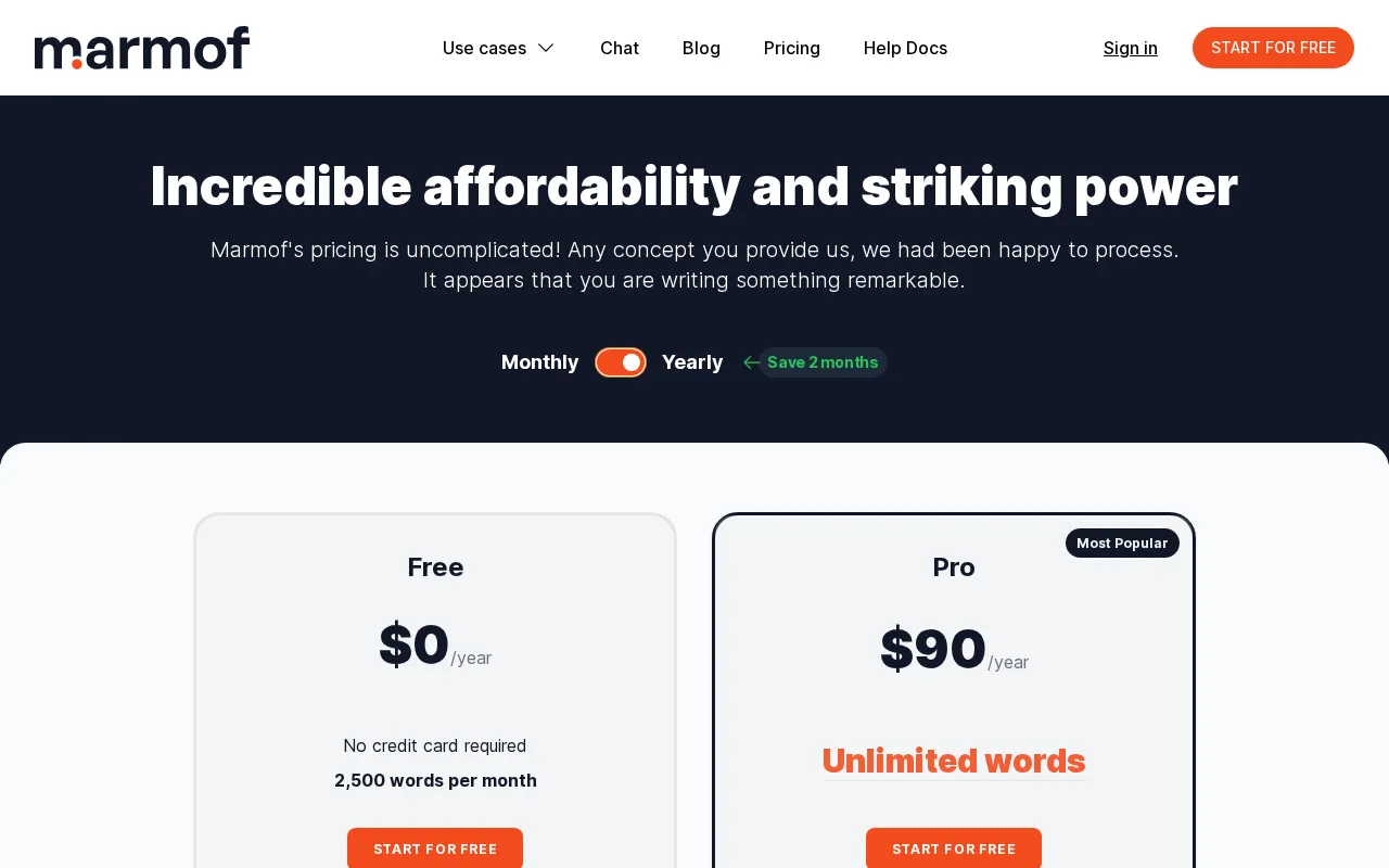 Marmof — pricing page
