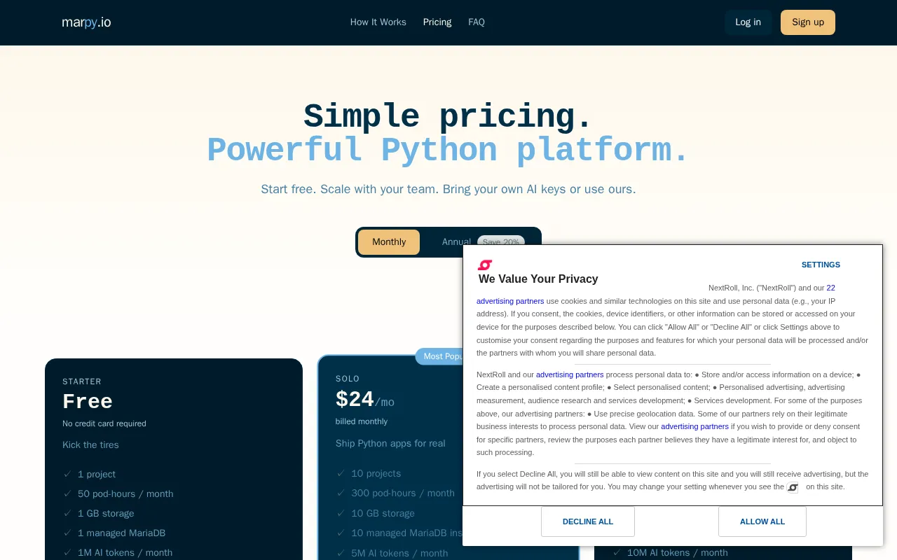 marpy.io — pricing page