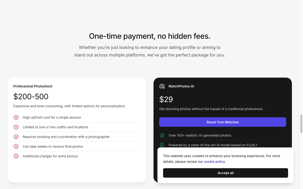 MatchPhotos — pricing page