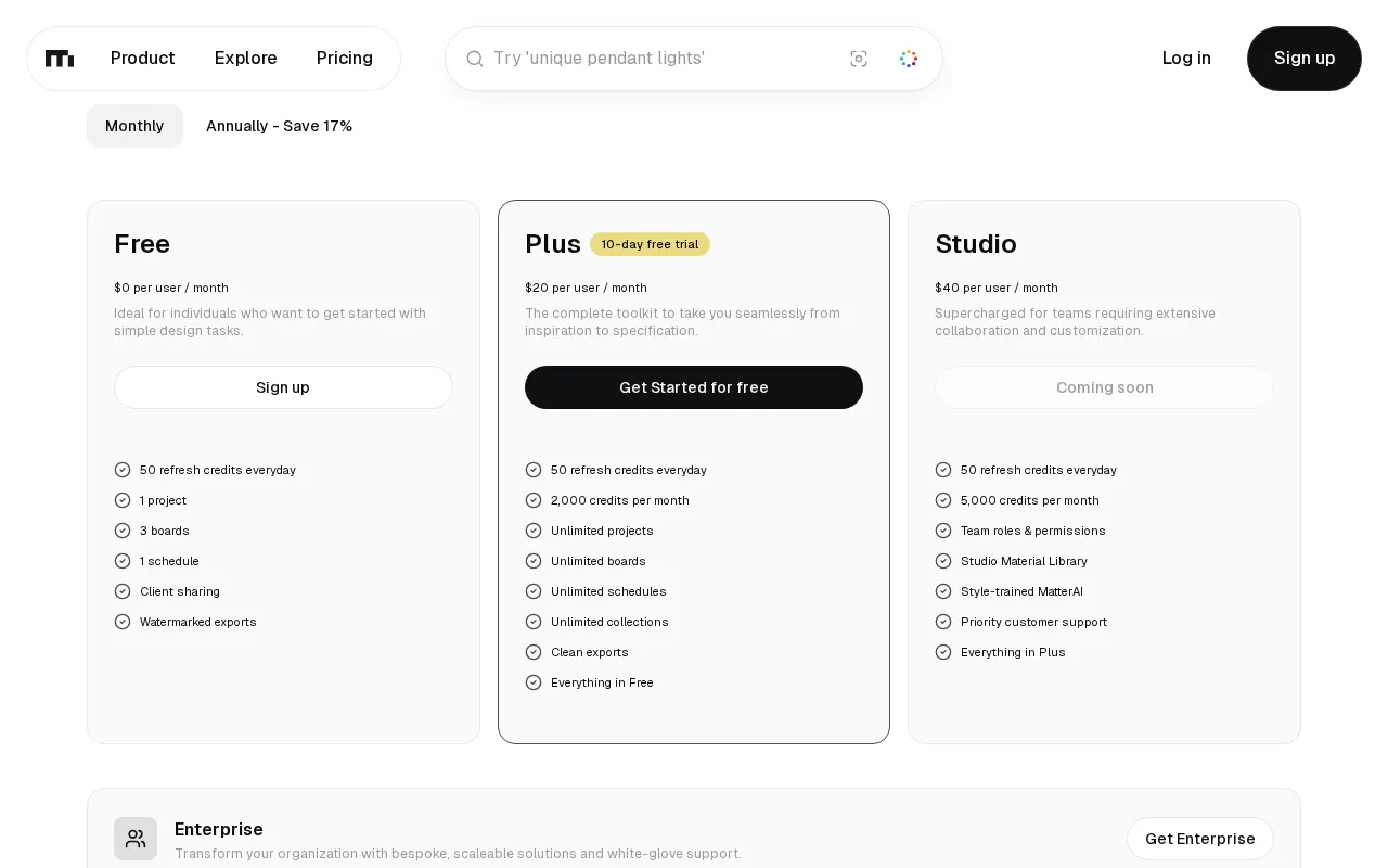 Matterbase — pricing page