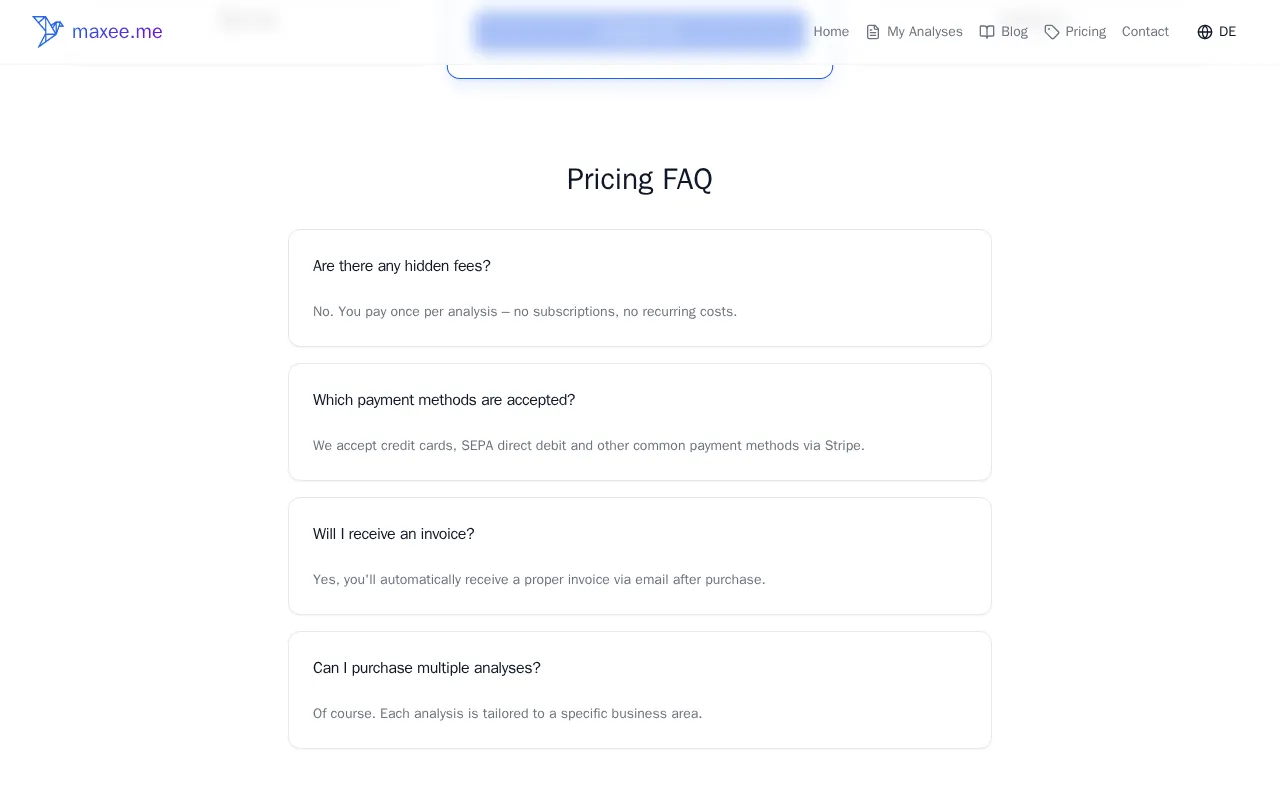 maxee.me — pricing page