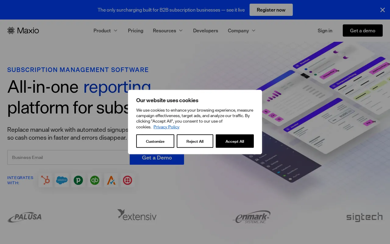 Maxio — pricing page