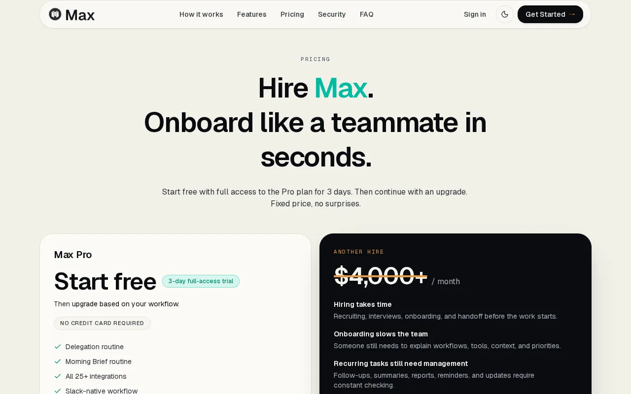 Maxworker.ai — pricing page