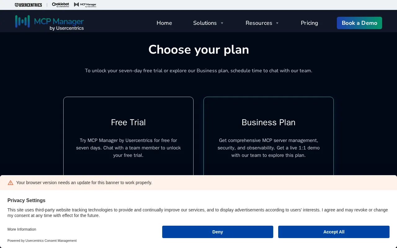MCP Manager — pricing page