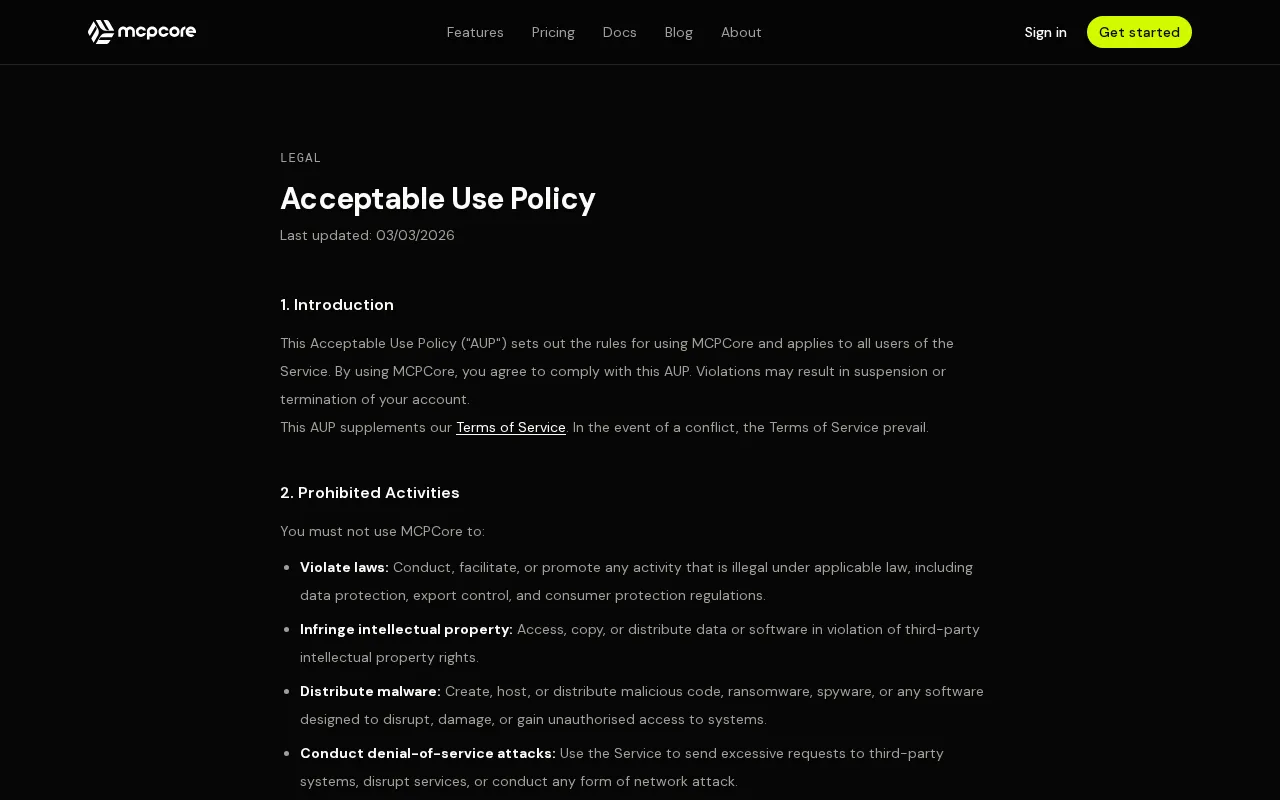 MCPCore — preview screenshot