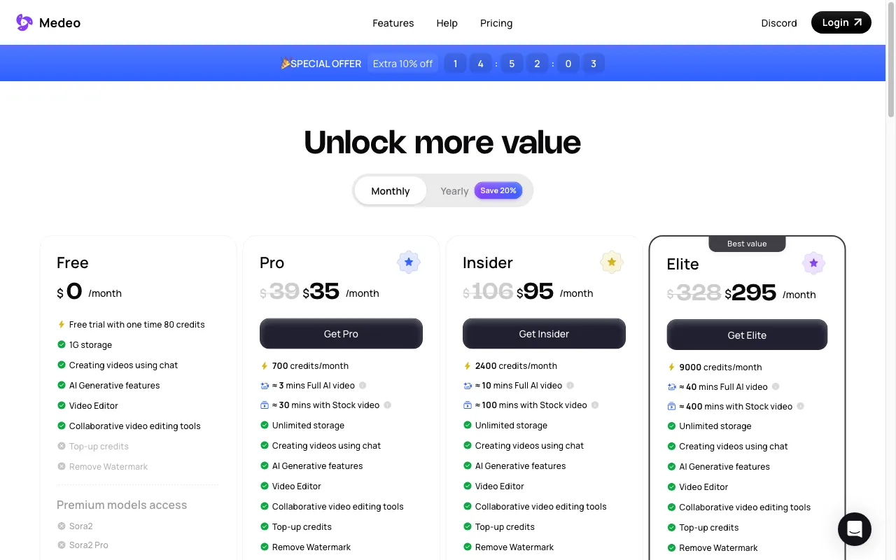 Medeo — pricing page