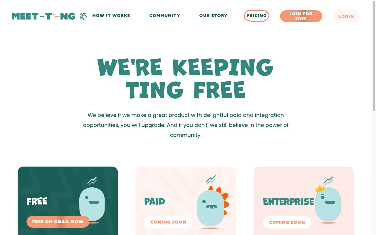 Meet-Ting — pricing page
