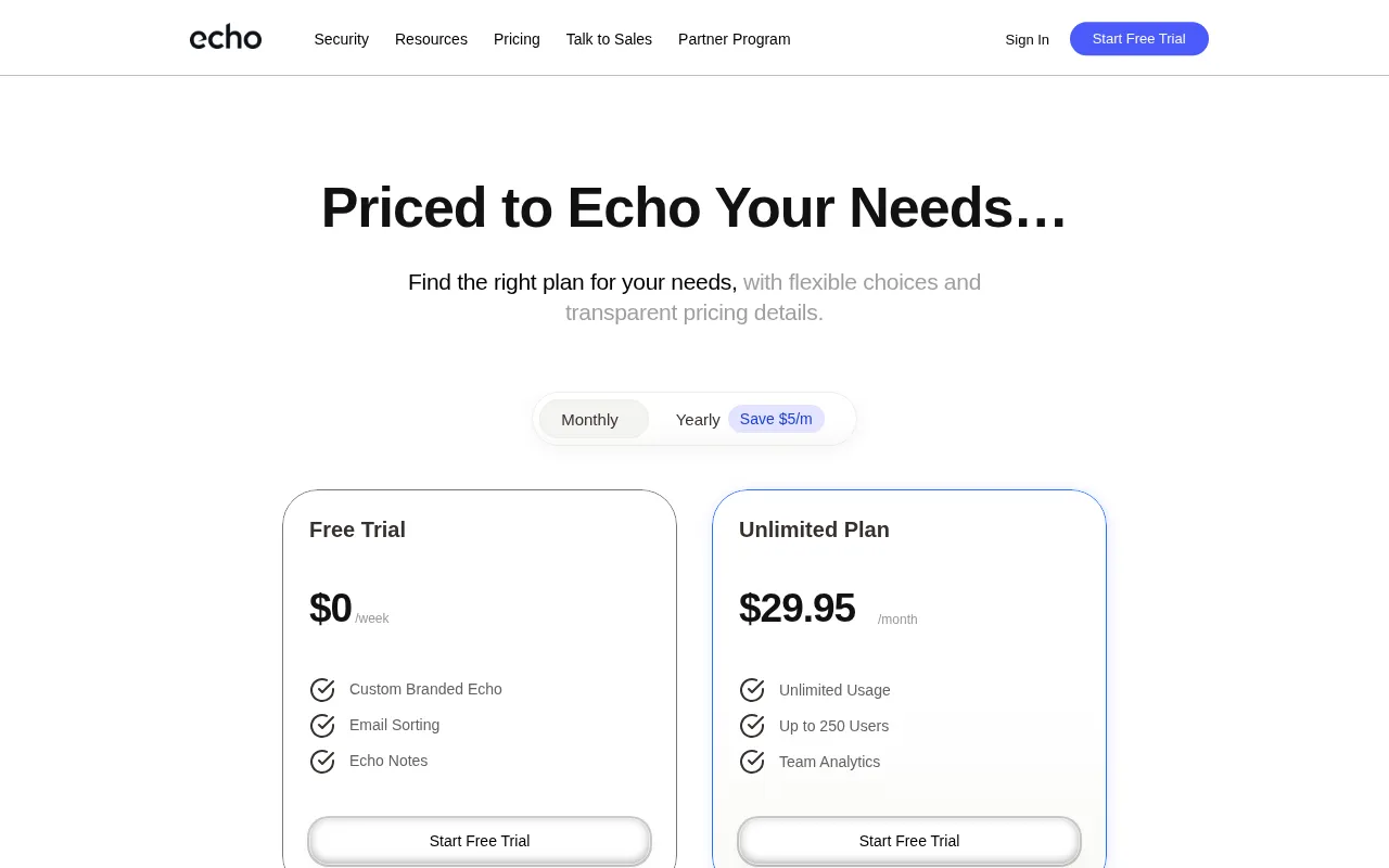 Echo AI — pricing page