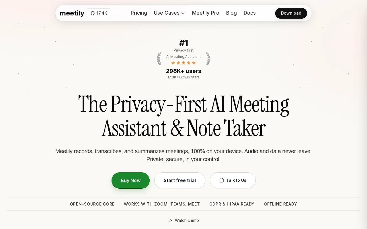 Meetily AI — preview screenshot