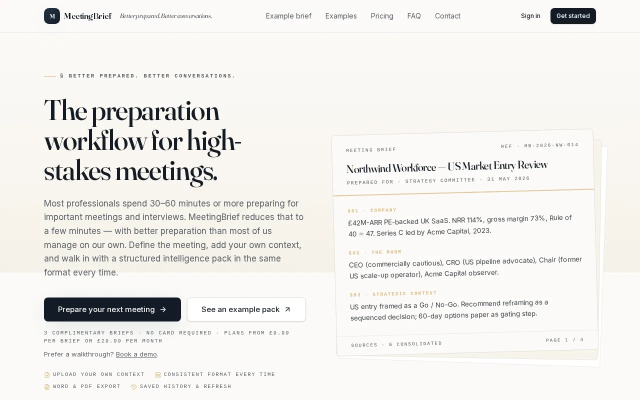 MeetingBrief — preview screenshot