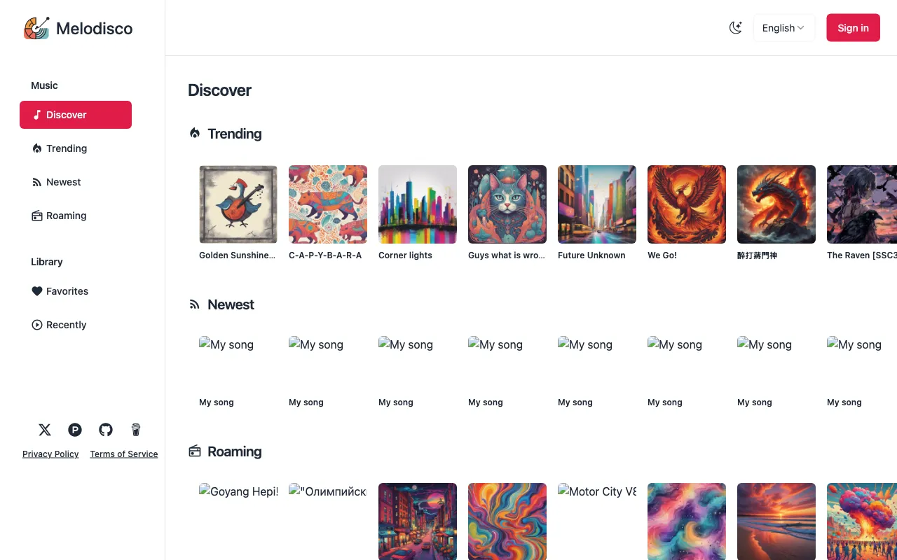 Melodisco AI Music Player — preview screenshot
