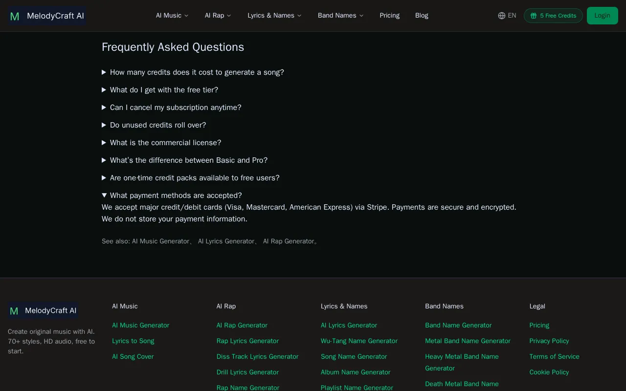 Melodycraft AI — pricing page
