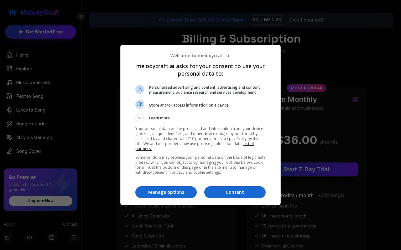 Melodycraft — pricing page