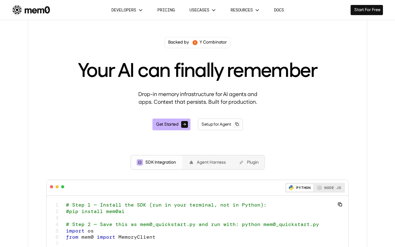 Mem0 — preview screenshot