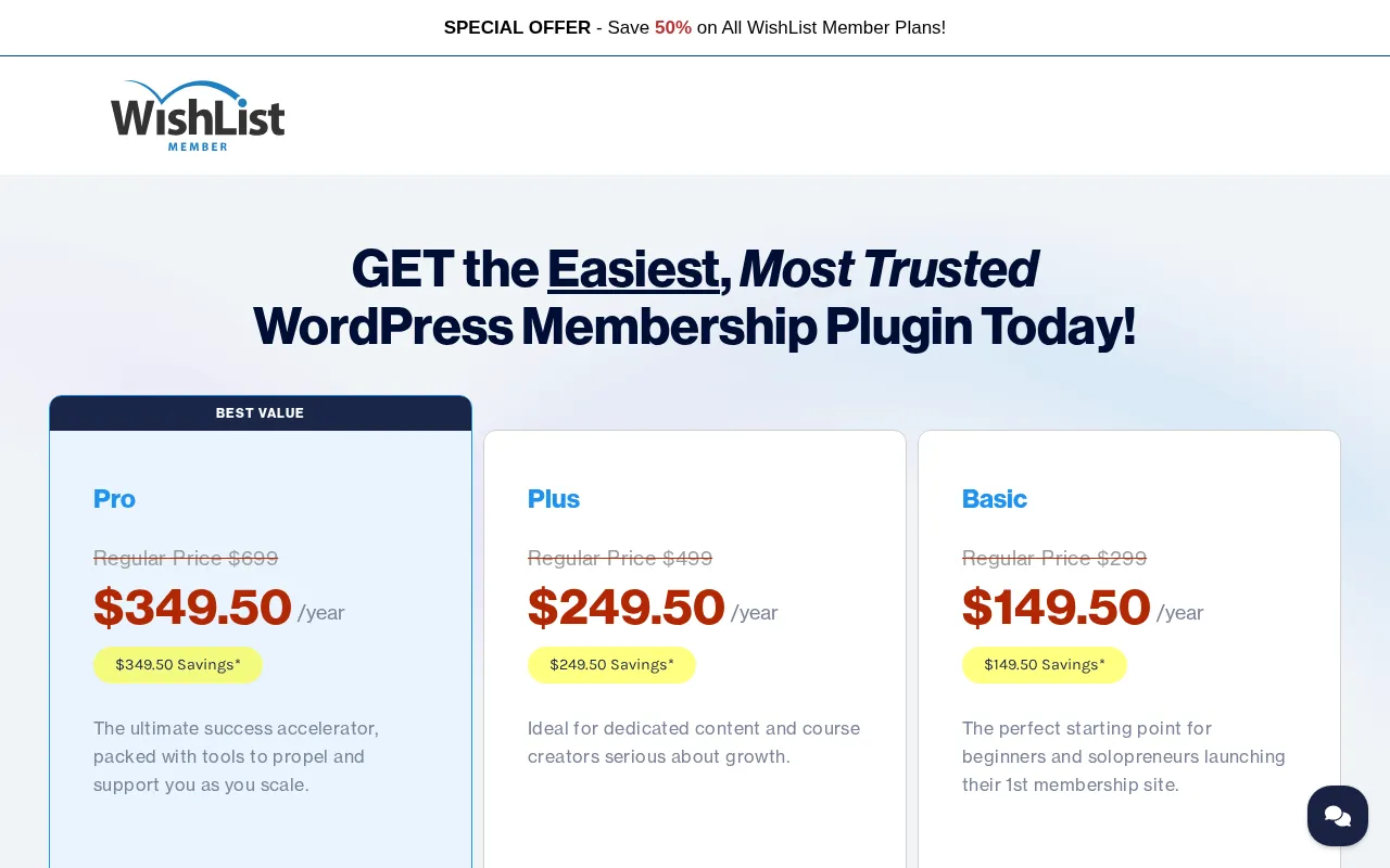 WordPress Membership Plugin - Membership Sites — pricing page