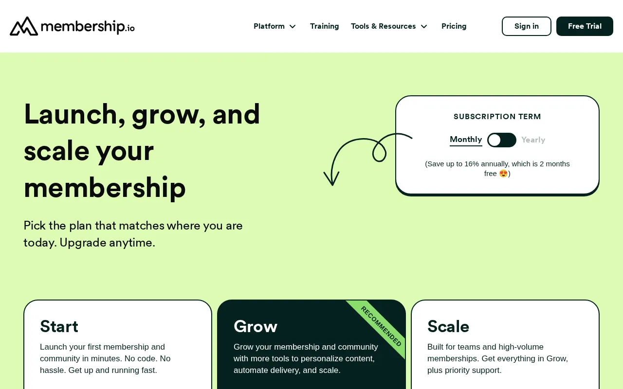 Membership — pricing page