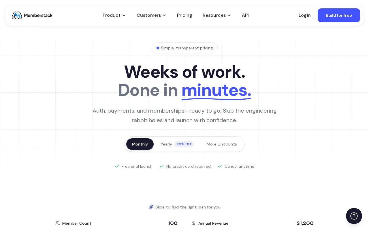 Memberstack — pricing page