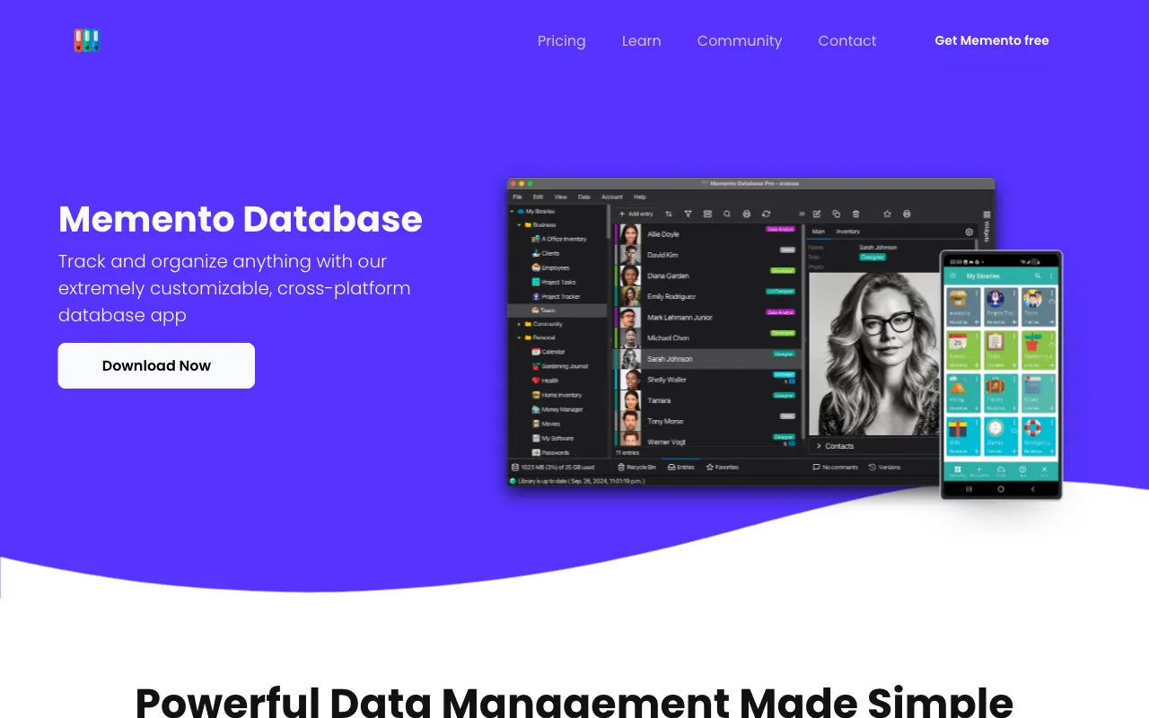 Memento Database — preview screenshot