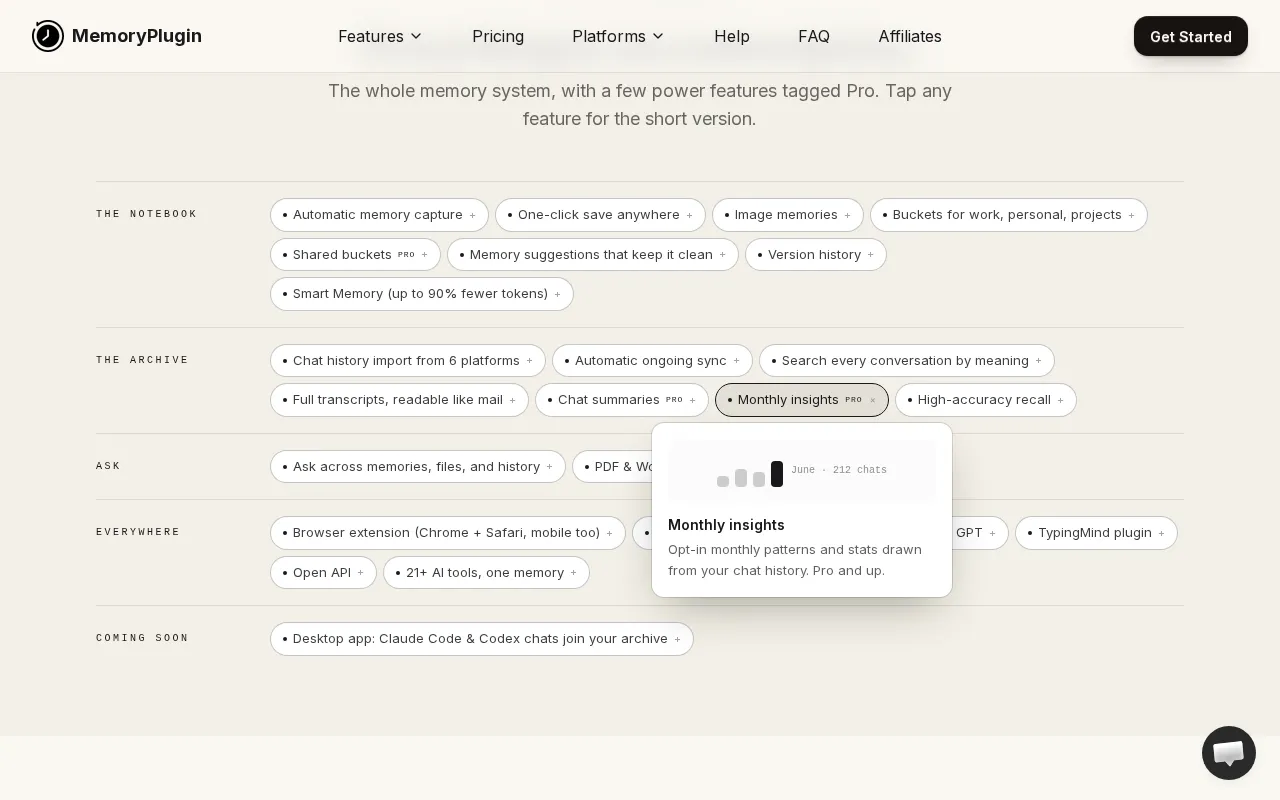 MemoryPlugin — pricing page