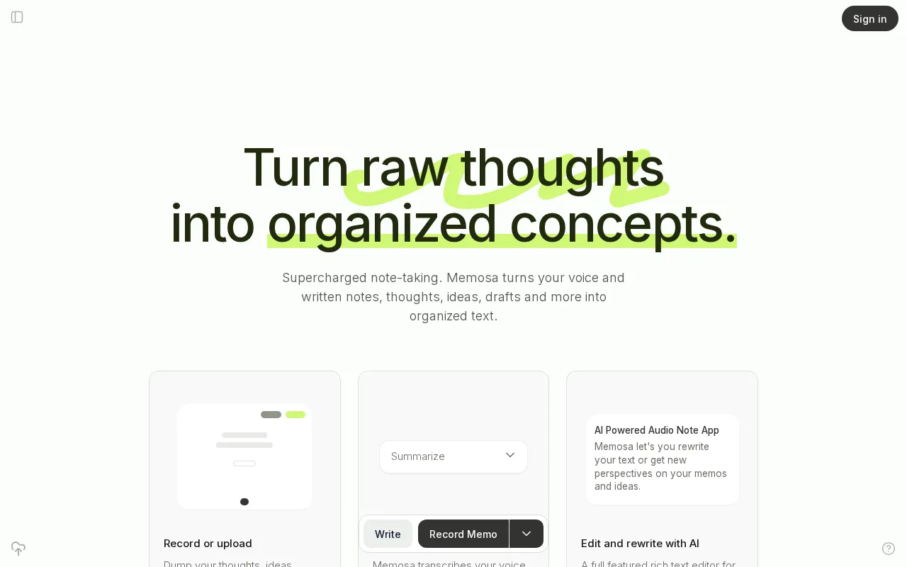 Memosa — preview screenshot