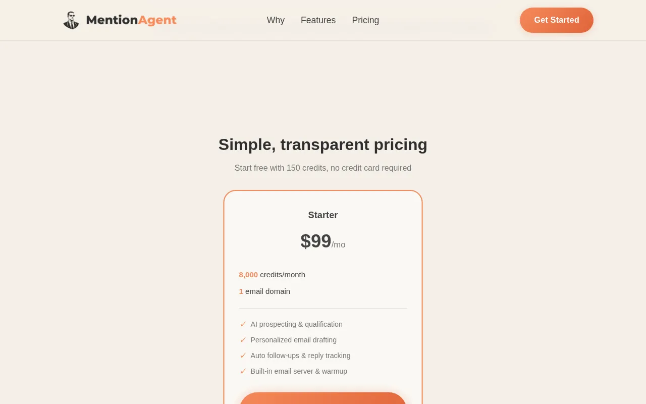MentionAgent — pricing page