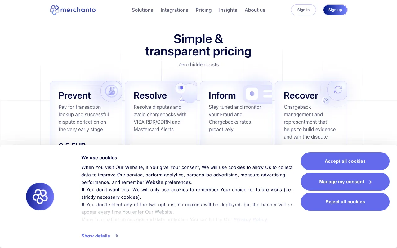 Merchanto — pricing page