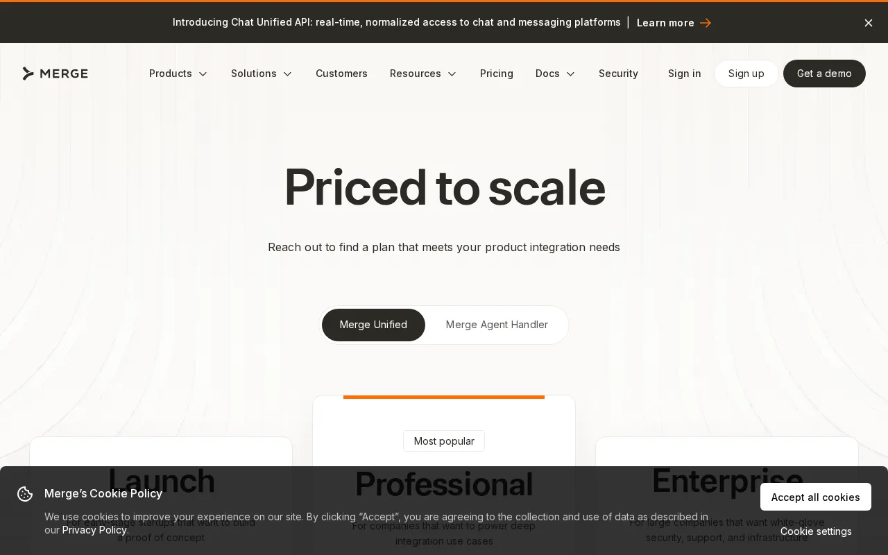 Merge — pricing page