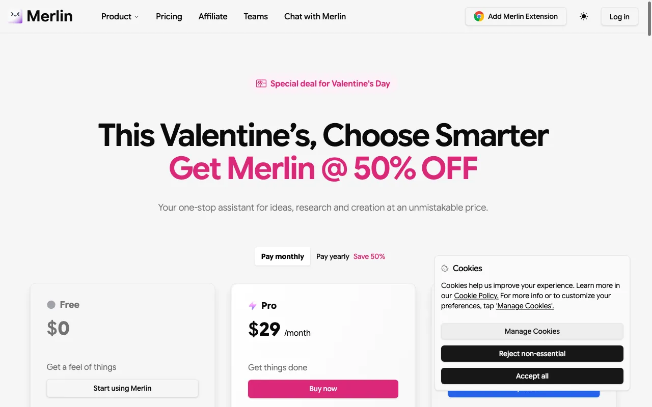 Merlin AI — pricing page