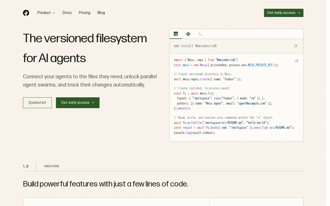 Mesa.dev — preview screenshot