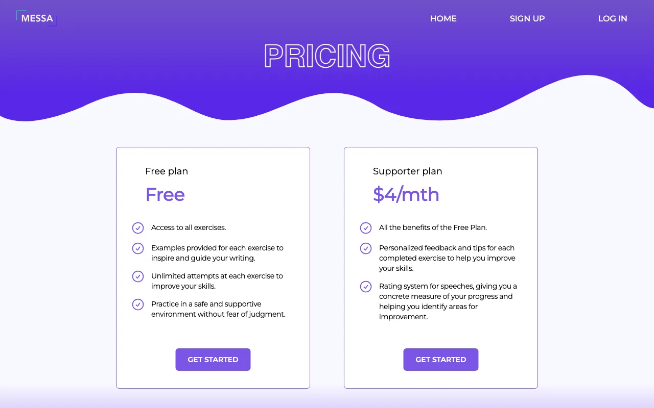 MESSA — pricing page