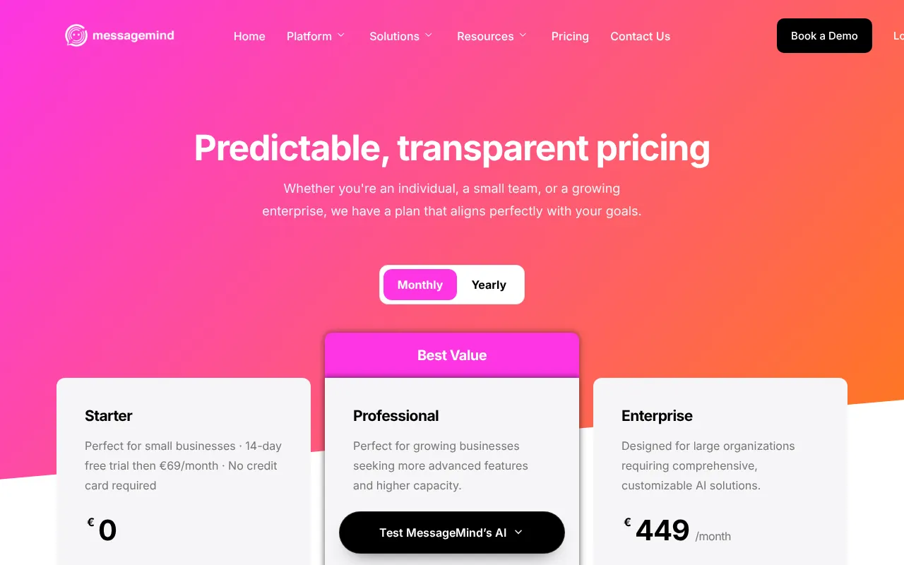 MessageMind — pricing page