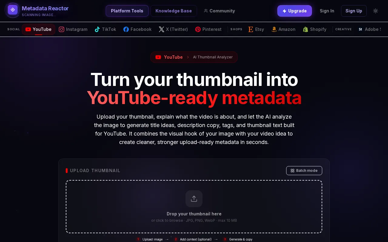 Metadata Reactor — pricing page