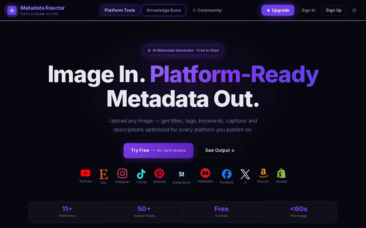 Metadata Reactor — preview screenshot