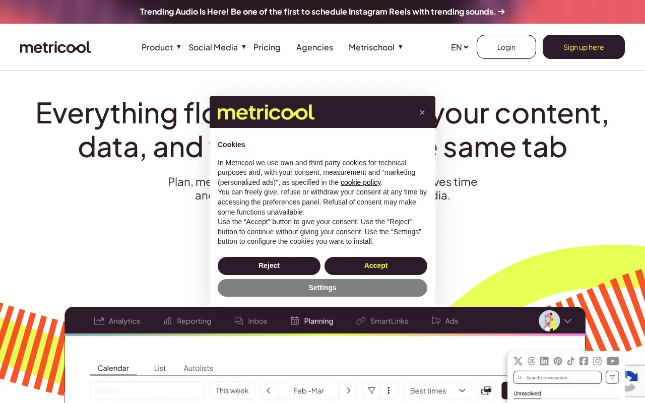 Metricool — preview screenshot