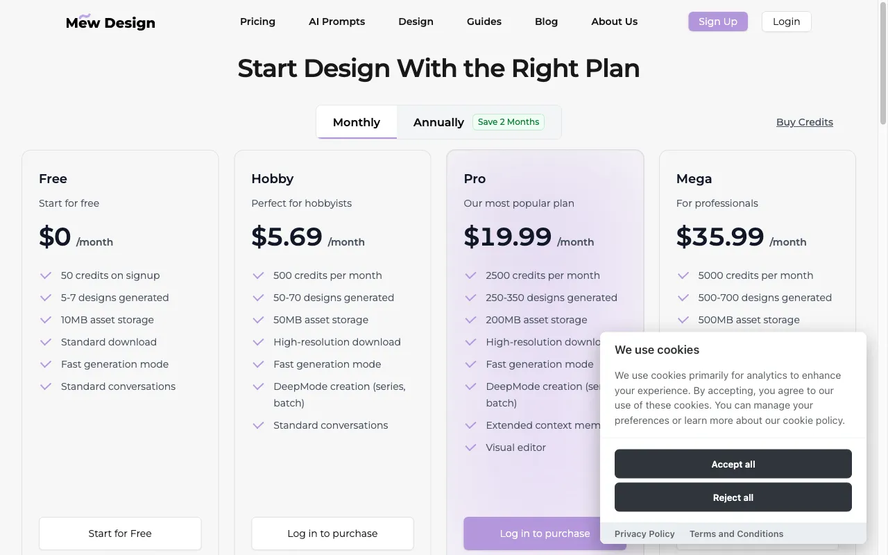 Mew.Design — pricing page