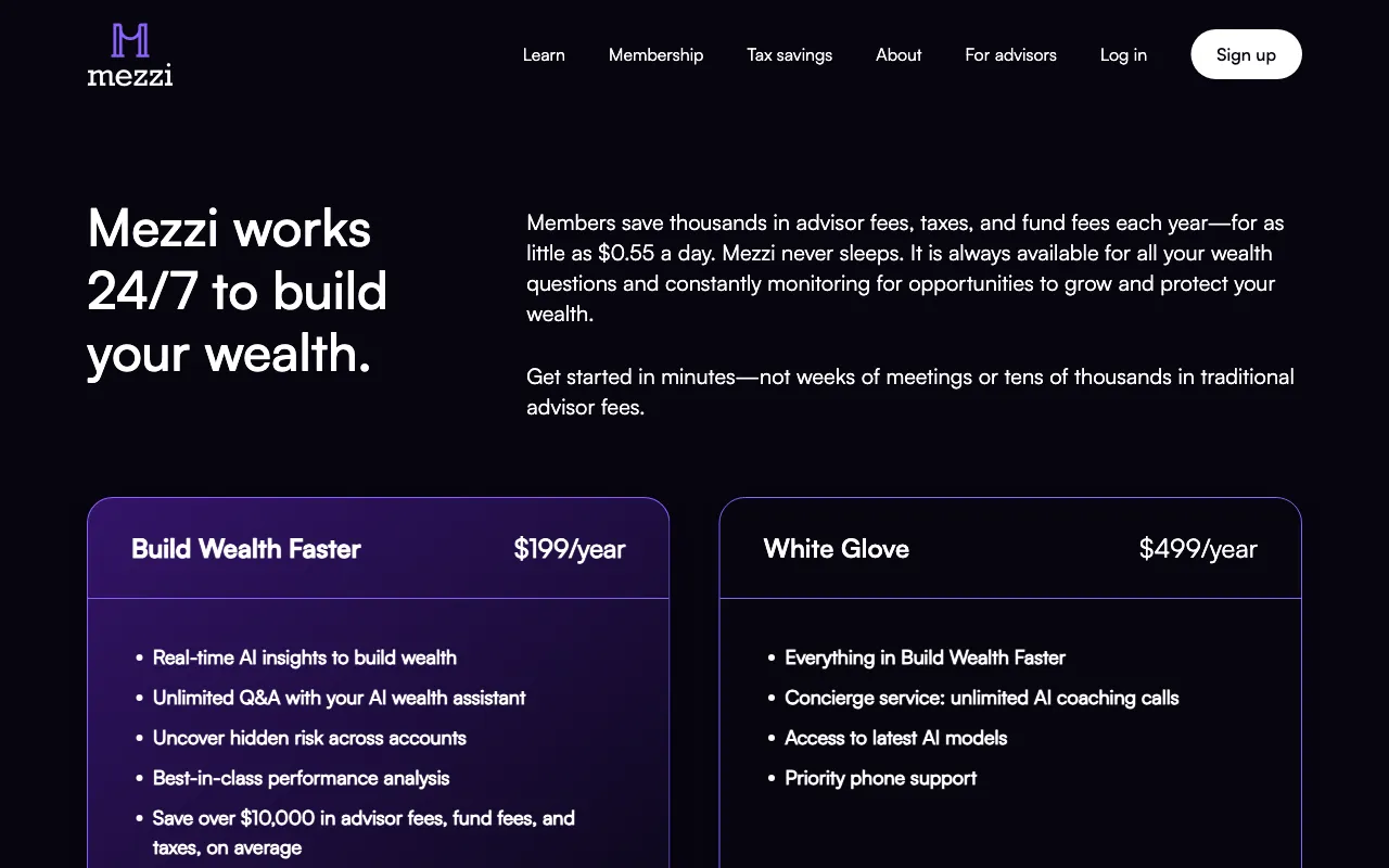 Mezzi — pricing page