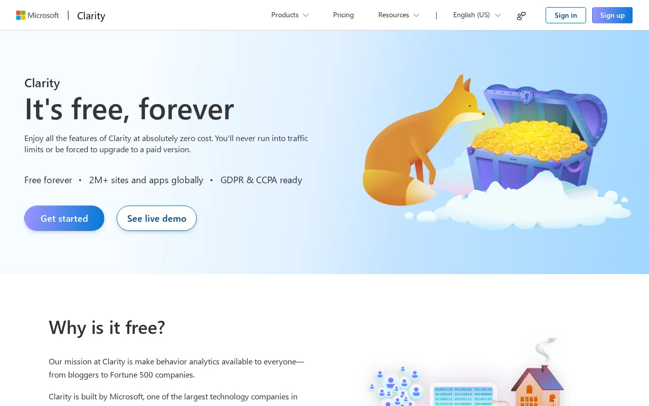 Microsoft Clarity — pricing page