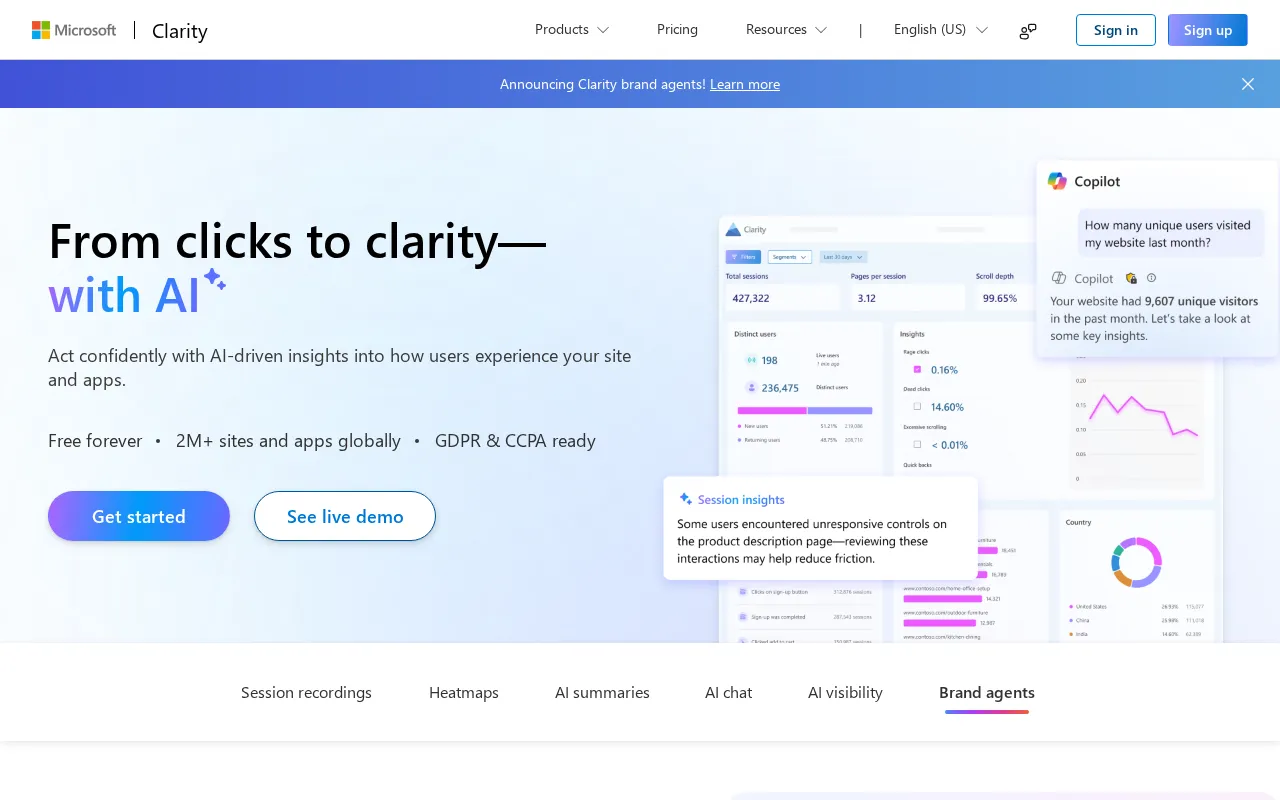Microsoft Clarity — preview screenshot