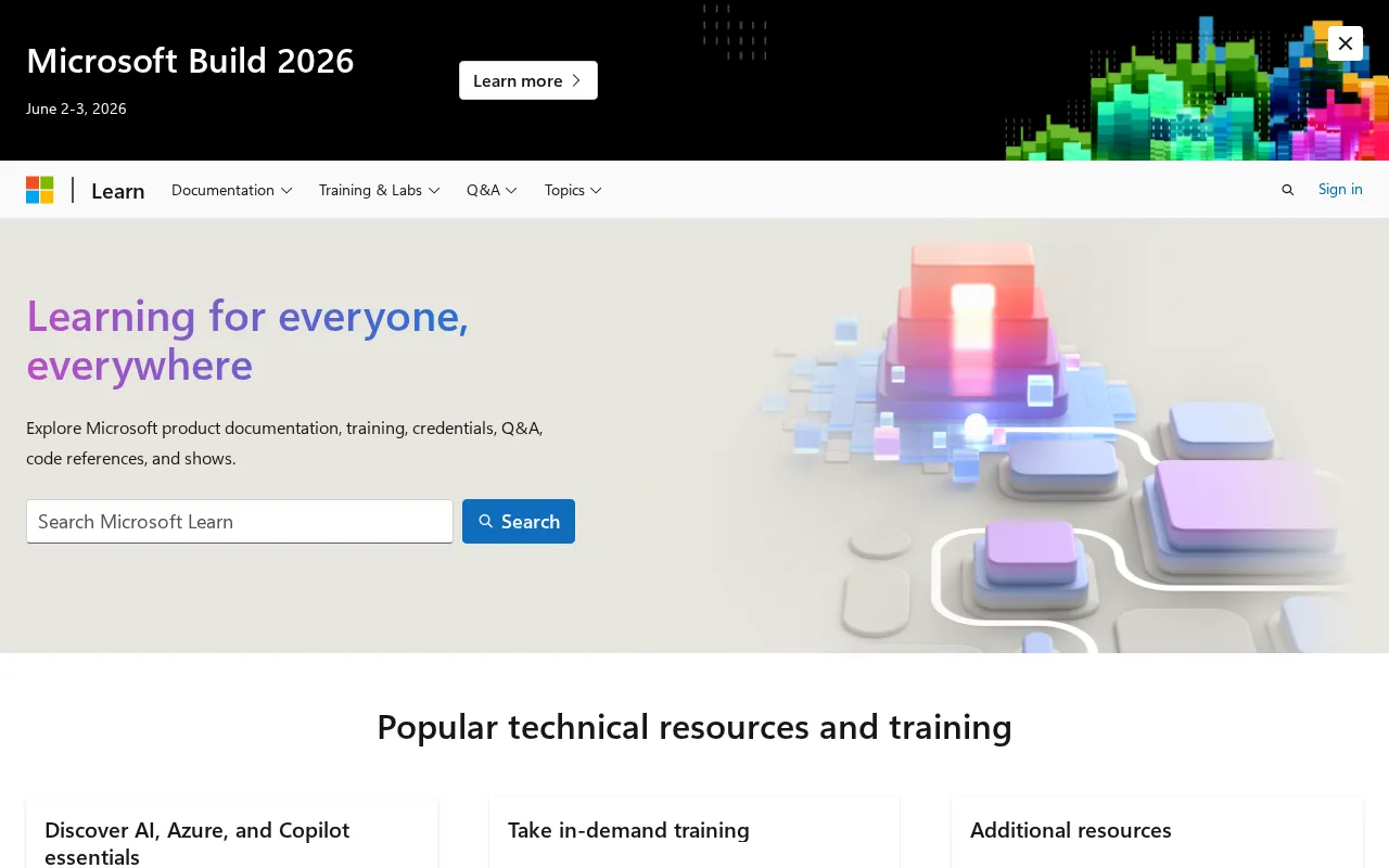 Microsoft Learn — preview screenshot