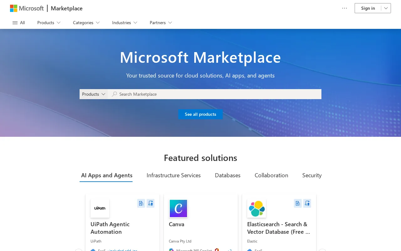 Microsoft Marketplace — preview screenshot