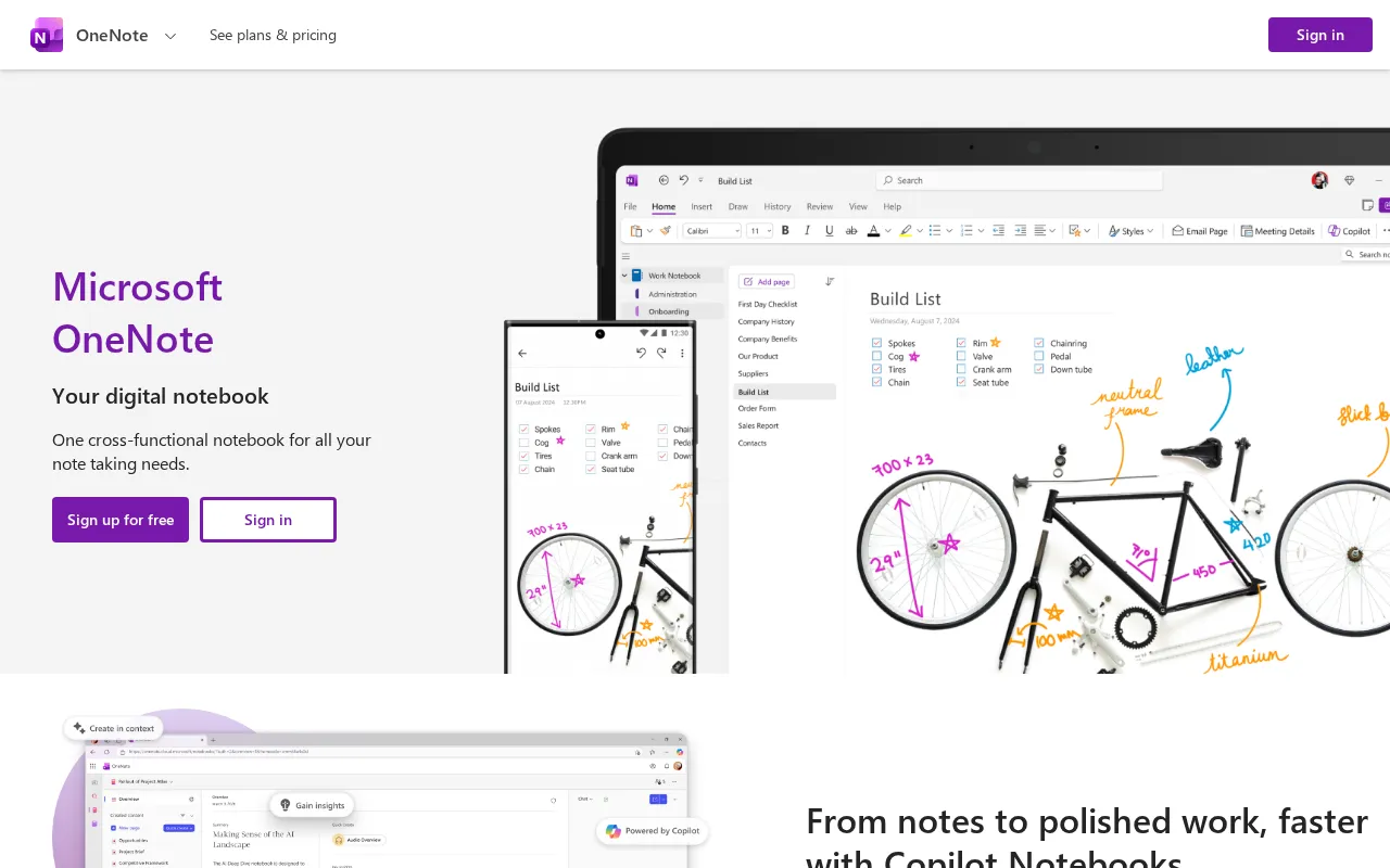 Microsoft OneNote Online — preview screenshot