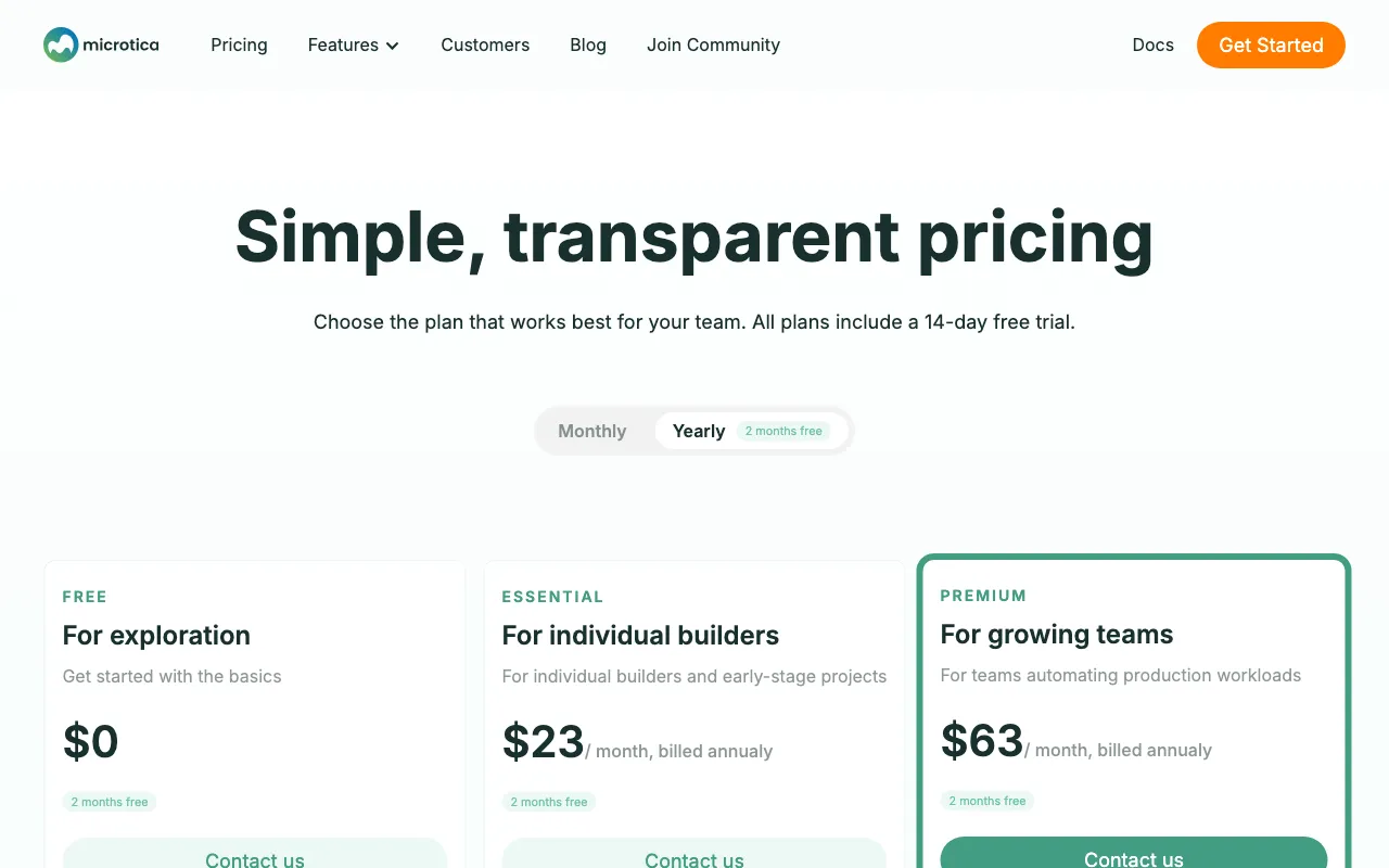 Microtica AI Incident Investigator — pricing page