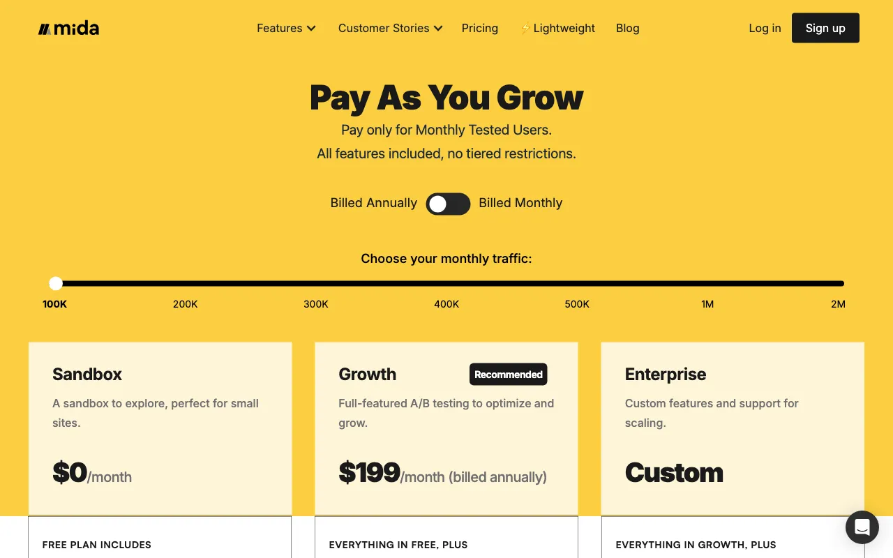Mida.so — pricing page