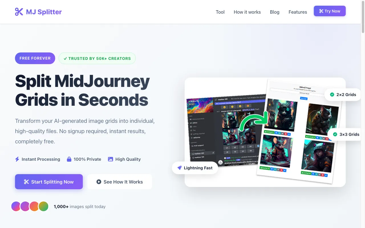 Midjourney Splitter — preview screenshot