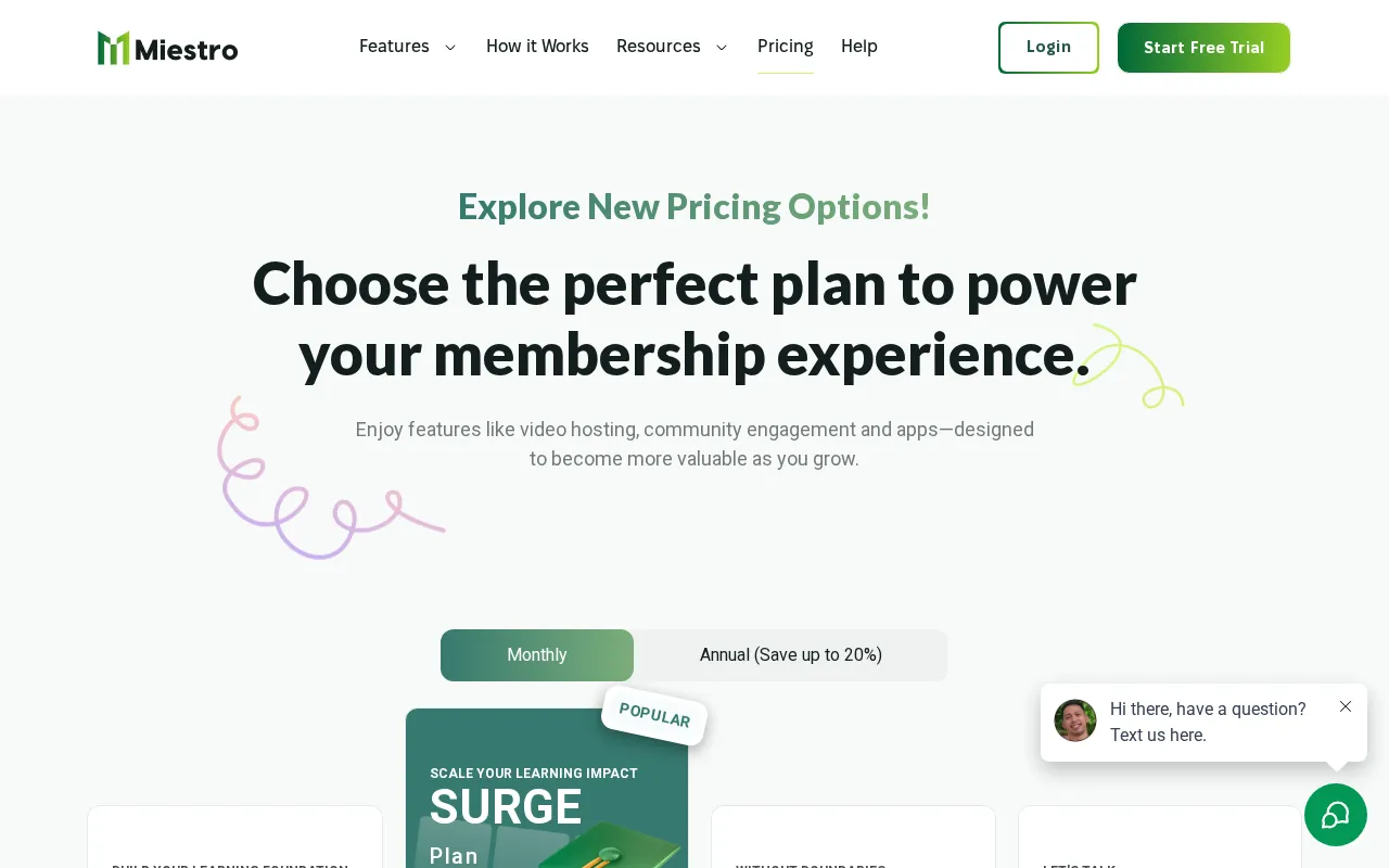 Miestro — pricing page