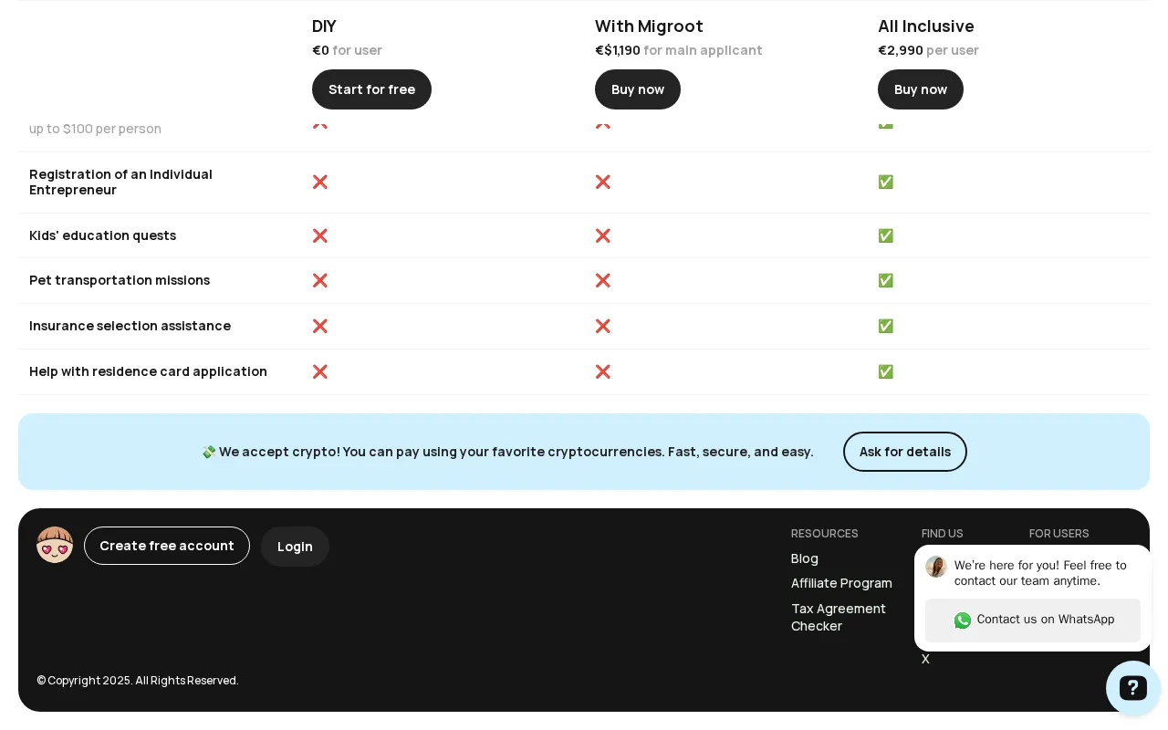 Migroot — pricing page