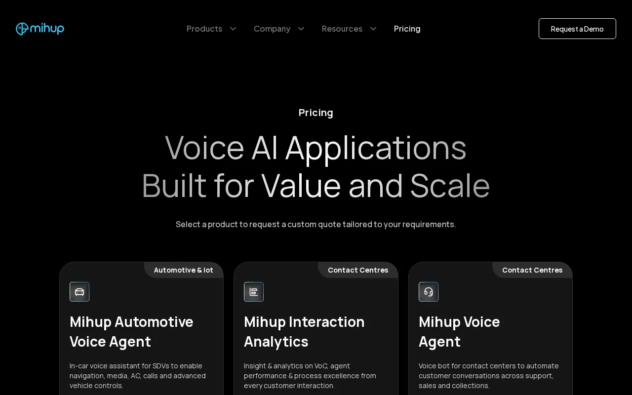 Mihup — pricing page