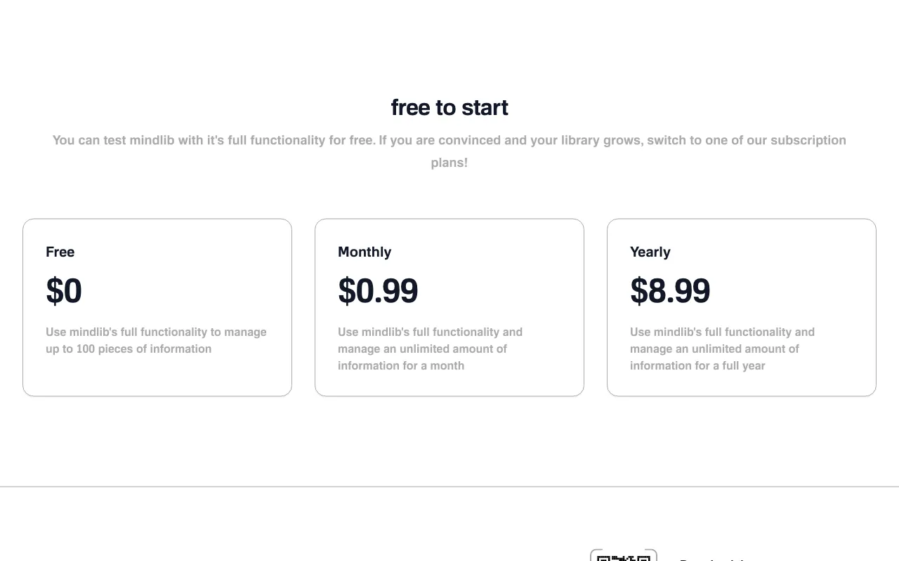mindlib — pricing page