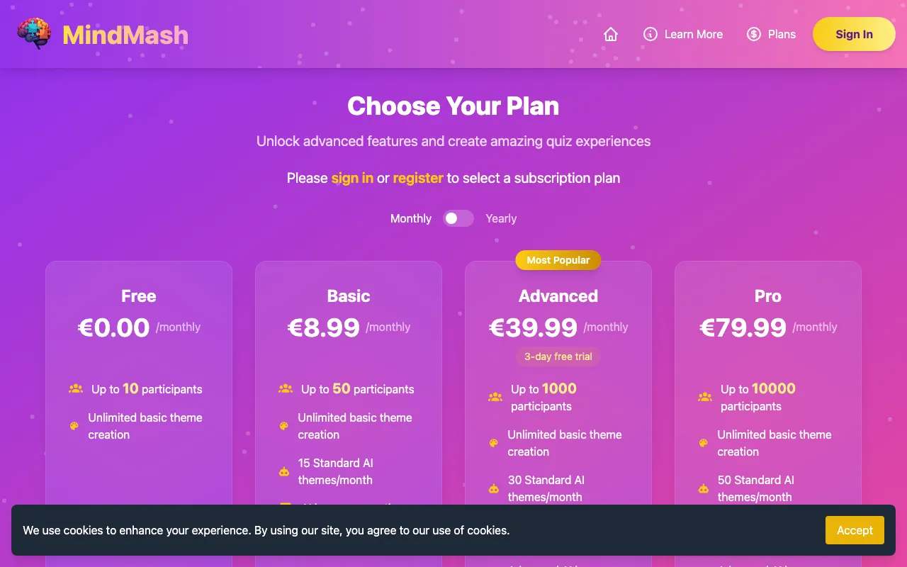 MindMash — pricing page