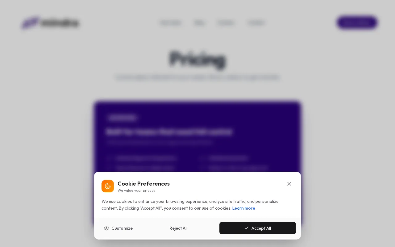 Mindra — pricing page